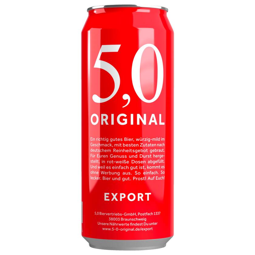 5,0 Original Export 0,5l EINWEG