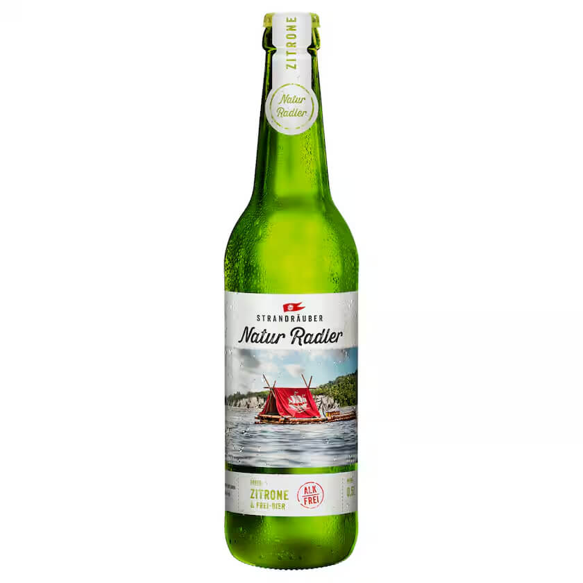 Strandräuber Naturradler Zitrone & Frei Bier alkoholfrei 0,5l MEHRWEG