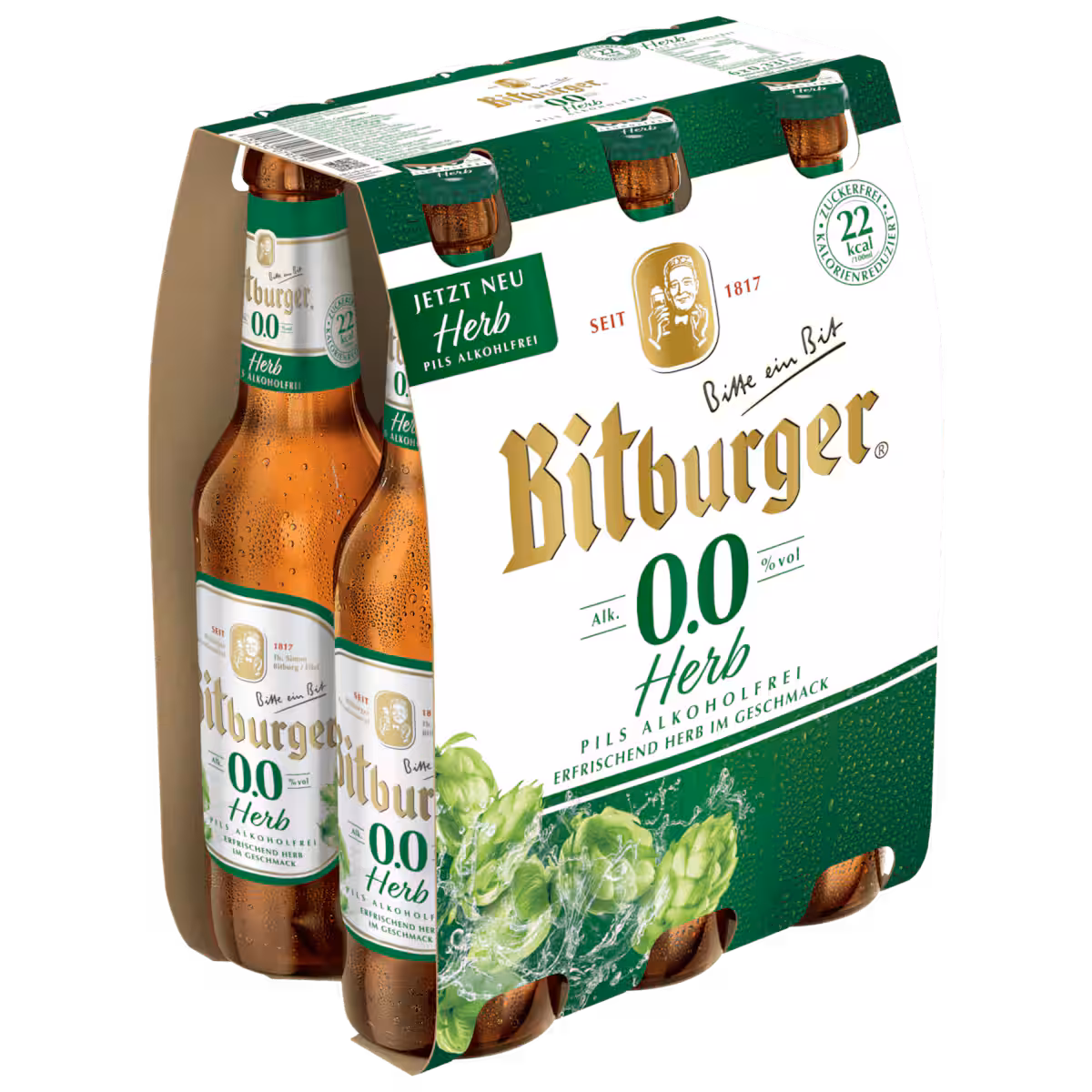 Bitburger Pils Herb 0,0% 6×0,33l MEHRWEG
