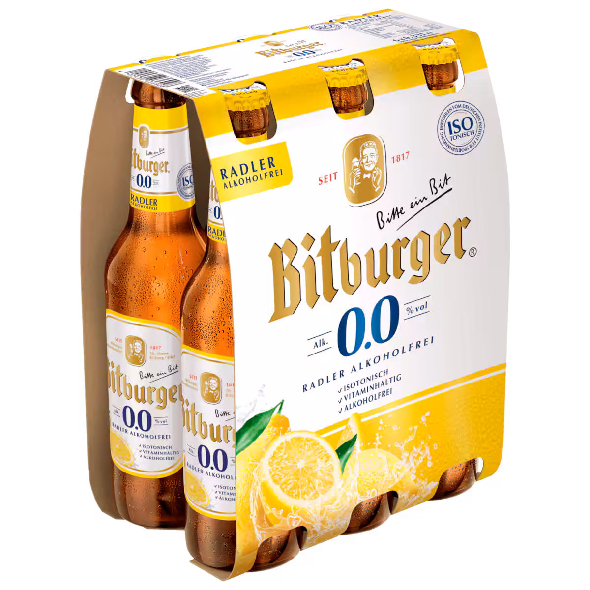Bitburger Radler 0,0% alkoholfrei 6×0,33l MEHRWEG