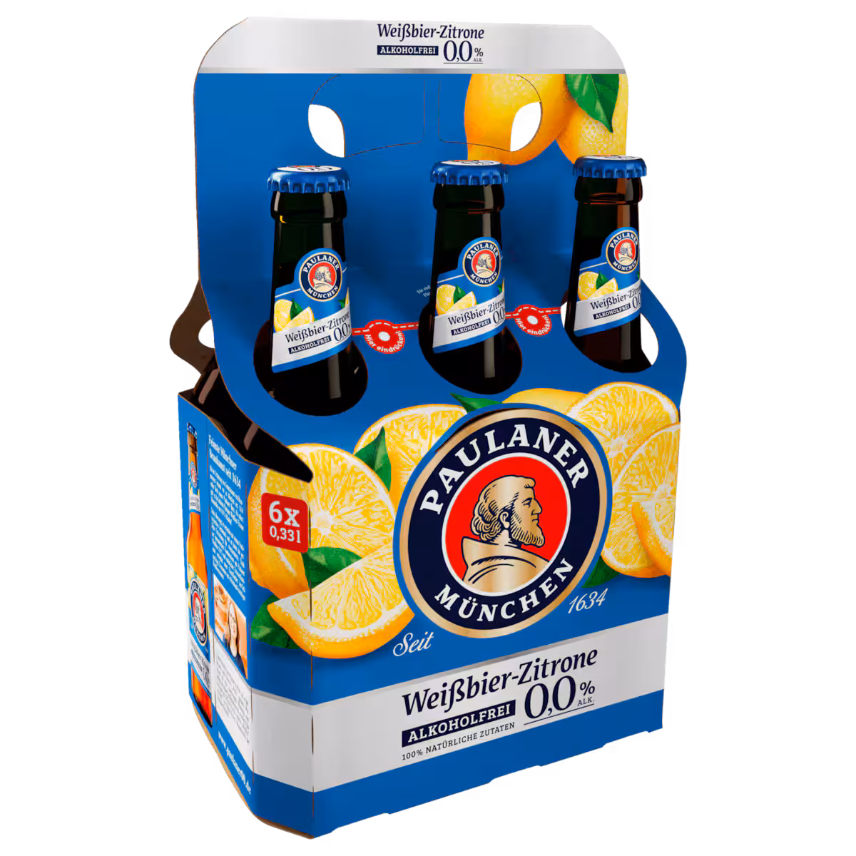Paulaner Weißbier-Zitrone 0,0% alkoholfrei 6×0,33l MEHRWEG